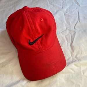 Nike Red Classic Baseball Cap Dri-Fit Embossed Logo Youth Y2K "Dad Hat" Child